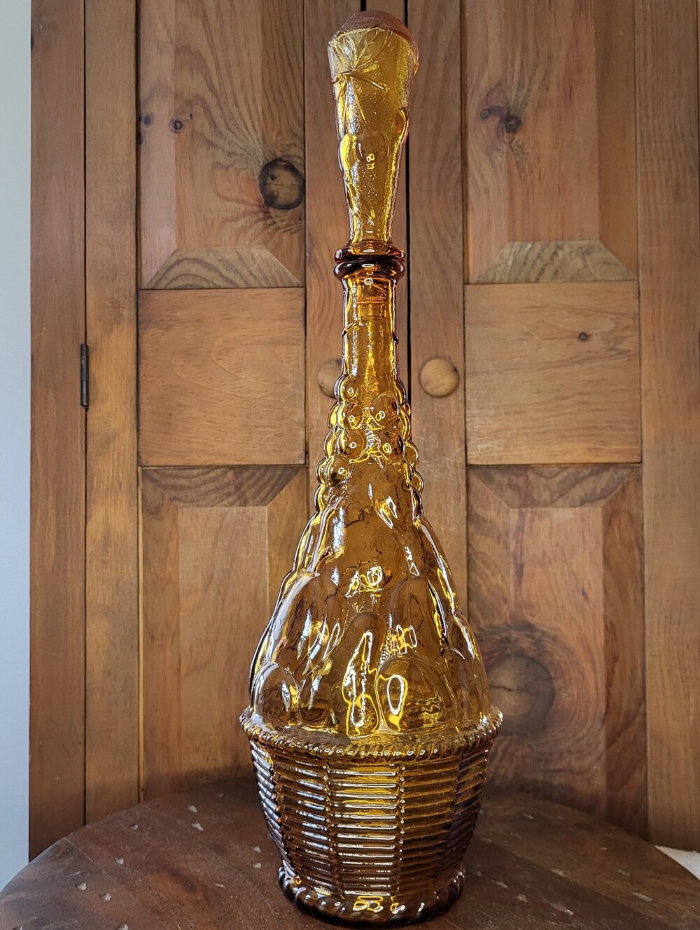 Amber Glass Decorative Decanter Vase - Home Art Accent